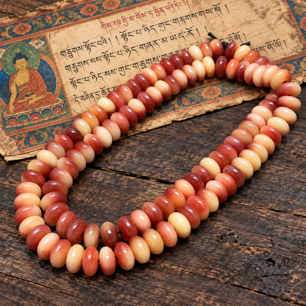 EverestArtstudios Natural Half-Blood Camel Bone Disc-Bead 108-Bead DIY Strand — full product