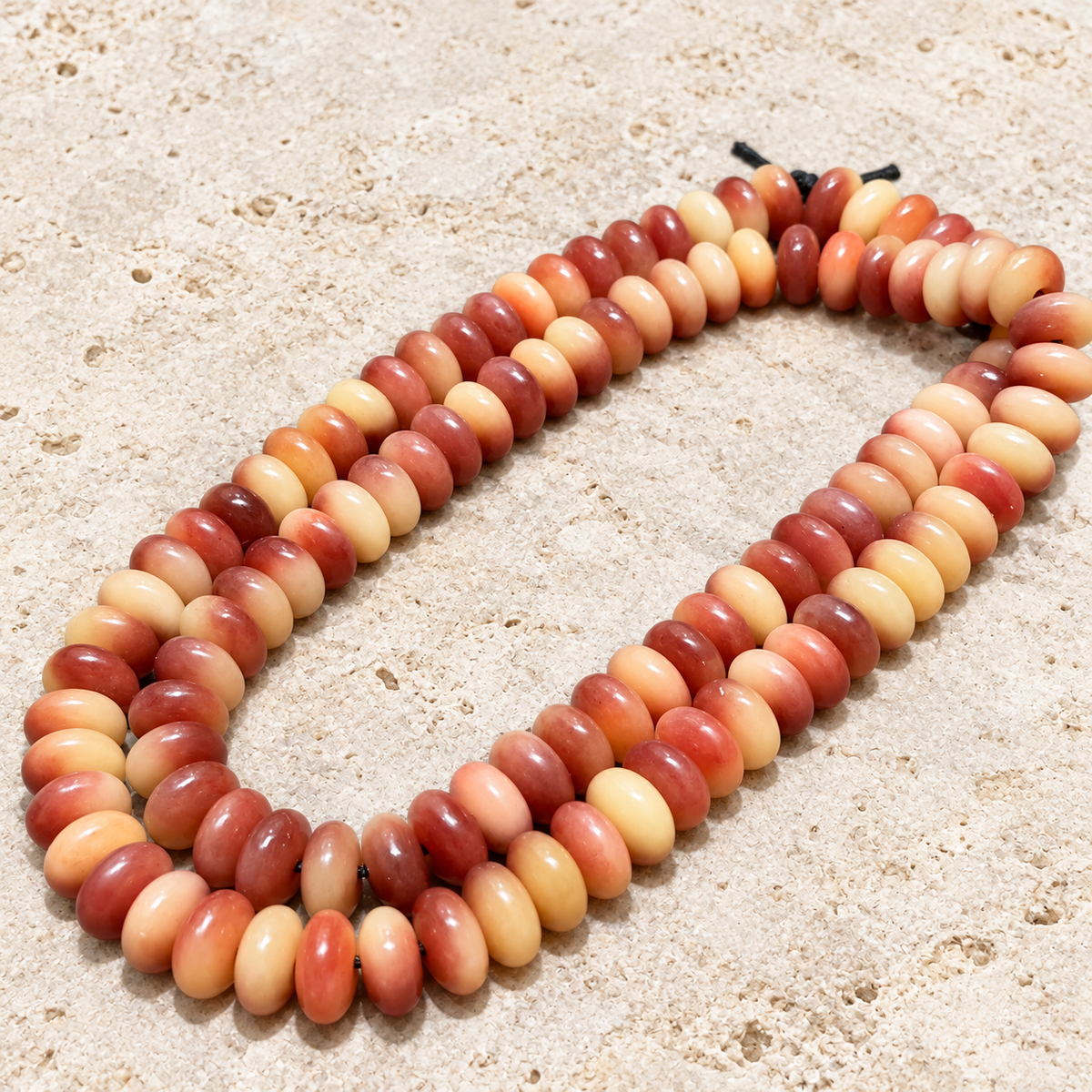 EverestArtstudios Natural Half-Blood Camel Bone Disc-Bead 108-Bead DIY Strand — overall display