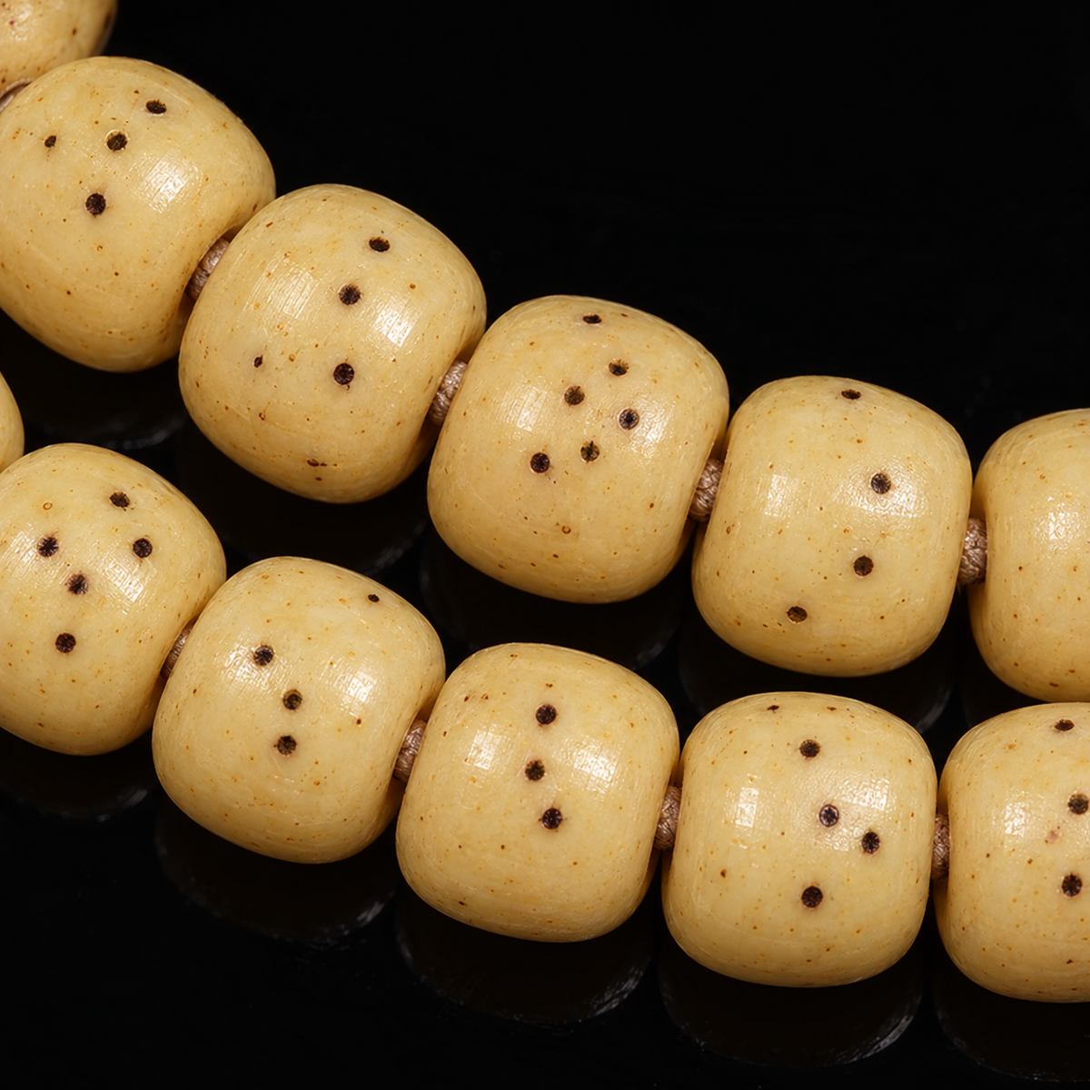 Camel bone Tibetan mala — bead detail