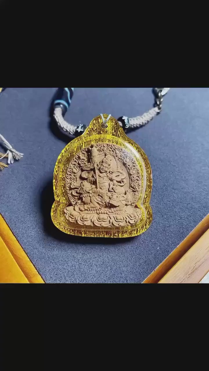 Tibetan Jambhala Medicine Tsatsa Pendant,Handmade Gau Box Necklace,Thangka Buddhist Amulet,Sacred Himalayan Art Jewelry,Gift for Him