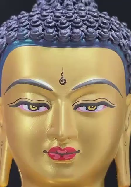Full Gilded Medicine Buddha Statue | Copper Bhaisajyaguru with Gem Inlay