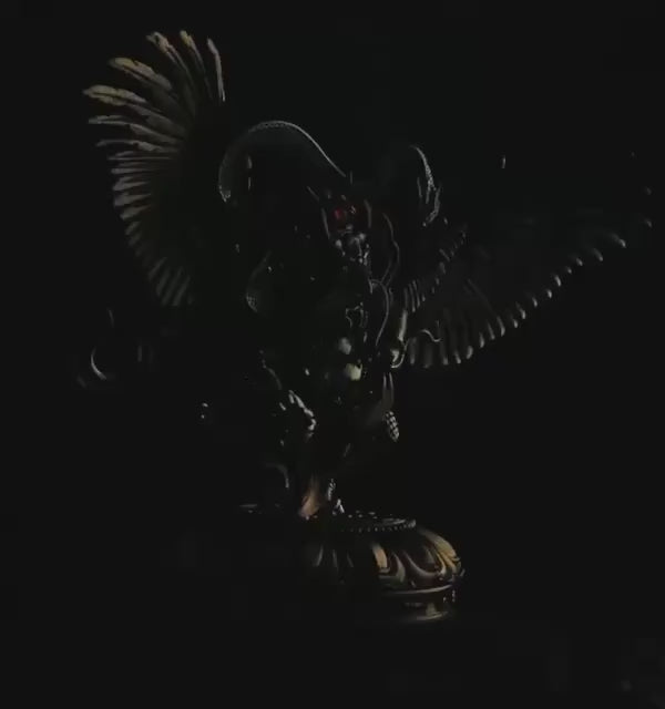 Load video: Tibetan Garuda Statue Incense Burner - Mythical Bird Brazen Sculpture, Three-Tone Copper Decor, Spiritual Desk Ornament