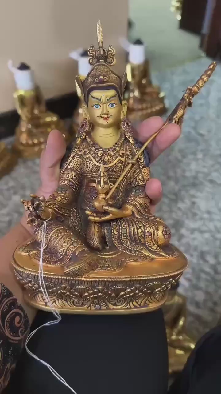 Load video: Padmasambhava (Guru Rinpoche) Statue – 23cm | Shakya Clan Inspired Buddhist Sculpture | Tibetan Himalayan Art